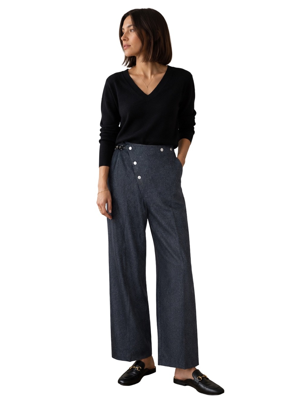 Vintage Etro Crossover Wide Leg Wool Pants Size EU 40 Gray Quiet Luxury